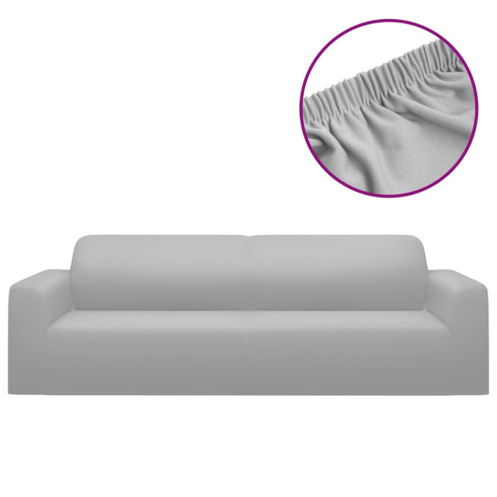 vidaXL 3-Seater Stretch Couch Slipcover Grey Polyester Jersey Couch Cover