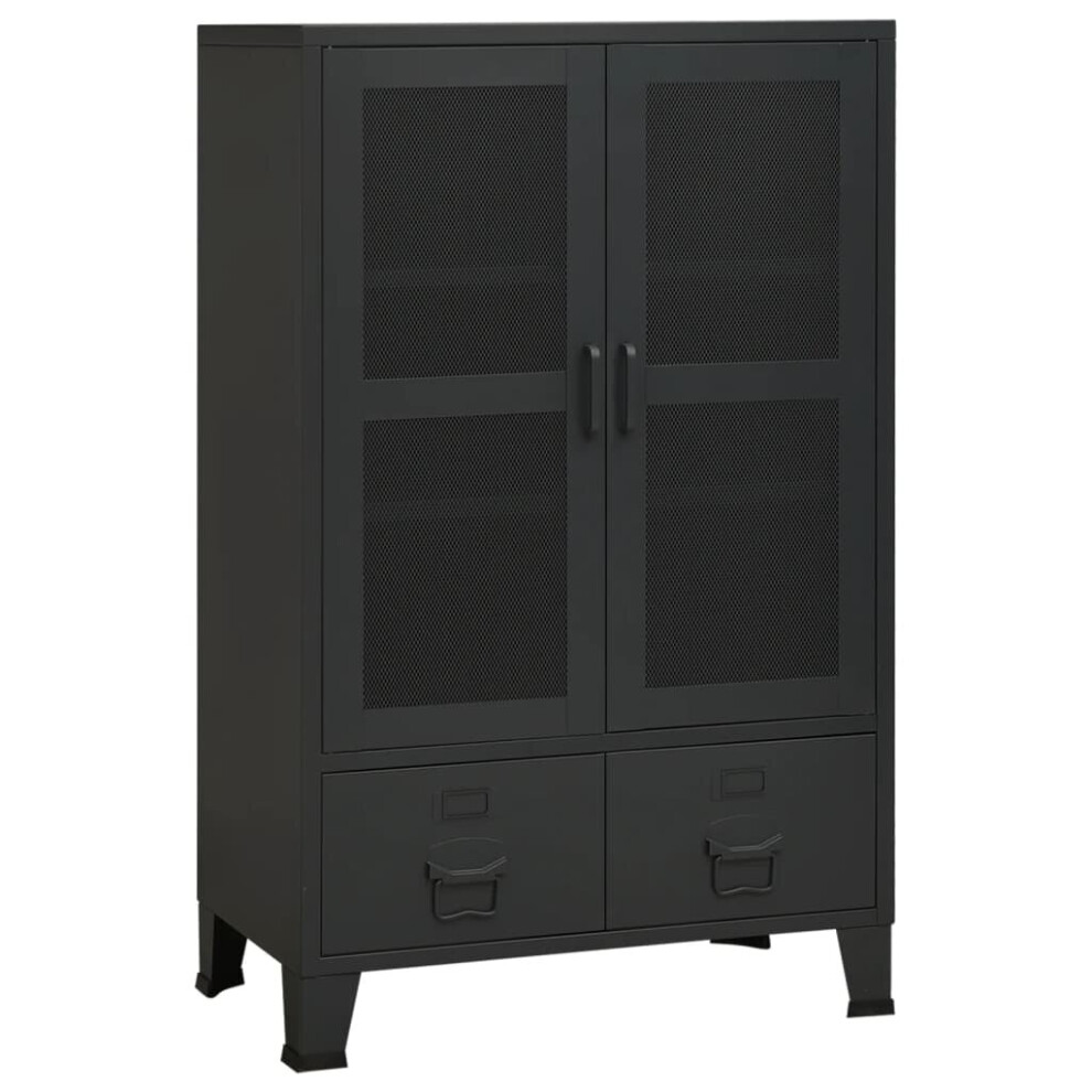 Vidaxl Industrial Storage Chest Black Metal Sideboard Cabinet Storage Trunk