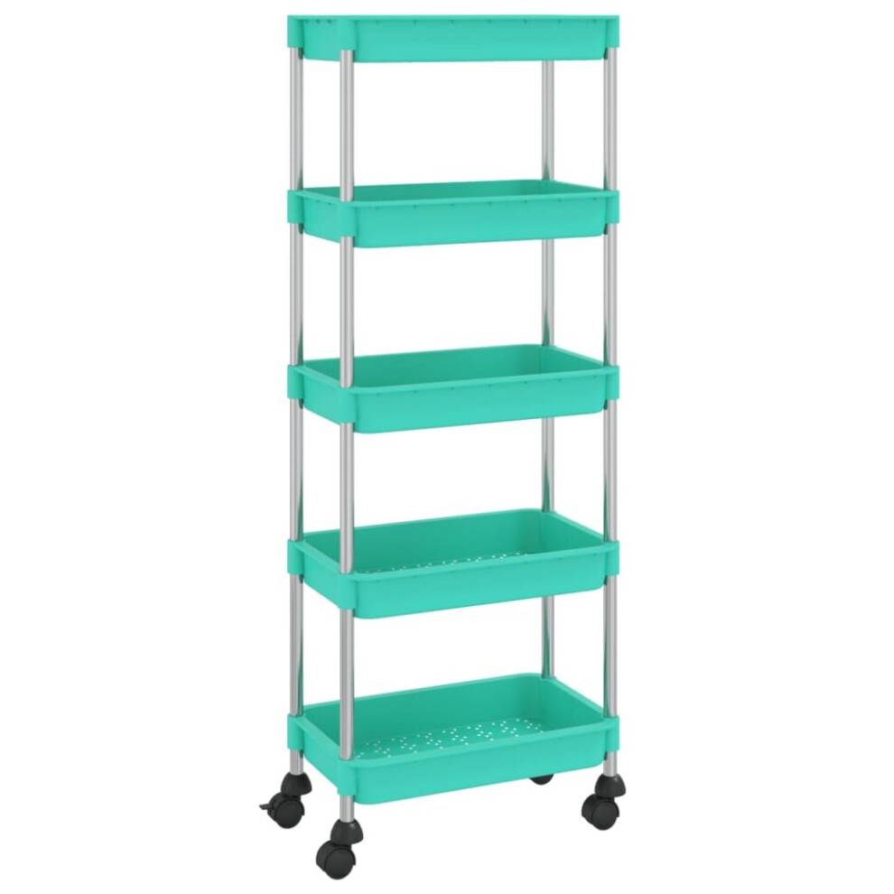 Vidaxl 5-Tier Kitchen Trolley Turquoise Iron And Abs Bathroom Serving Kart