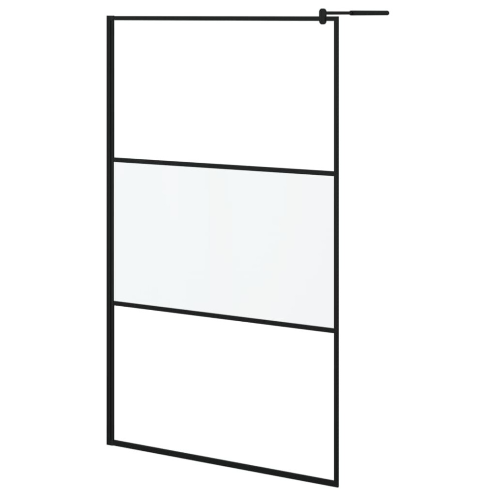 New Vidaxl Walk-In Shower Wall 115X195 Cm Frosted Esg Glass Shower Screen Black