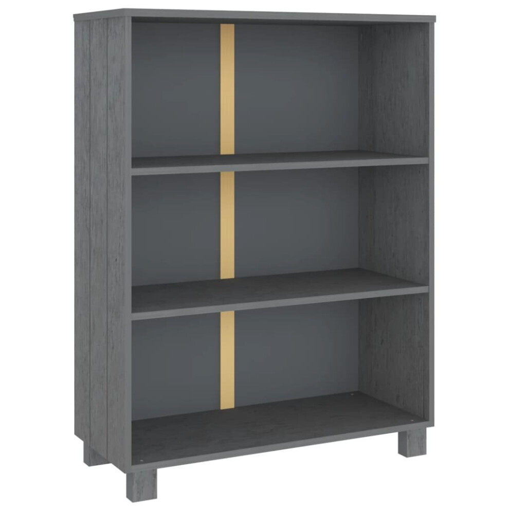VidaXL Book Cabinet Hamar Dark Grey 85x35x112cm Solid Pine Wood MDF - Image 2