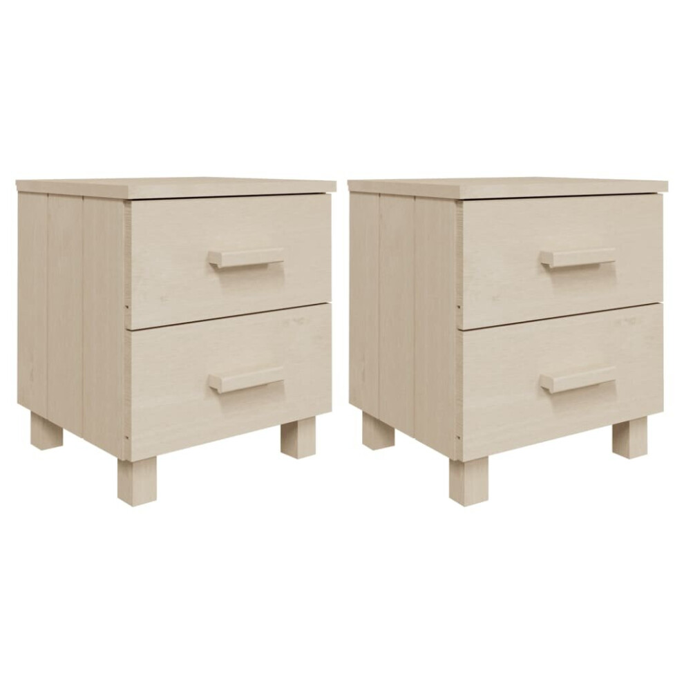 Vidaxl (Honey Brown, 2) 1/2X Bedside Cabinet Solid Wood Pine Wooden Bed Table Multi Colours