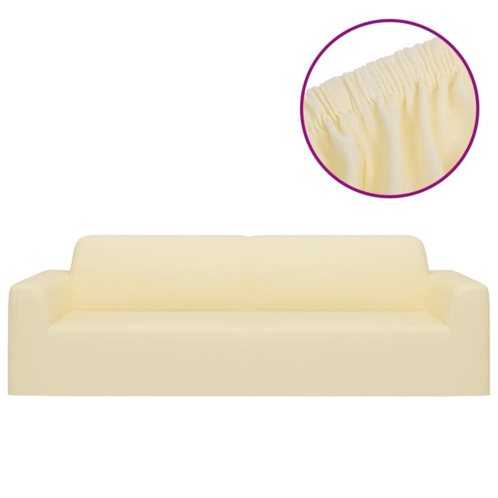 vidaXL 3-Seater Stretch Couch Slipcover Cream Polyester Jersey Couch Cover