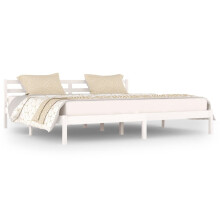 (white, 200 x 200 cm) vidaXL Bed Frame Bedroom Bedstead Bed Base Mattress Foundation Solid Wood Pine