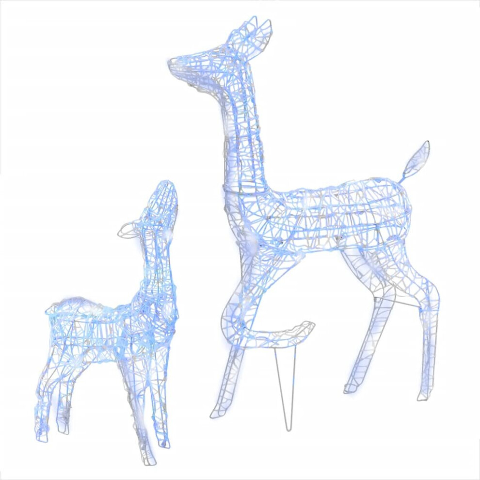 Vidaxl Acrylic Reindeer Family Christmas Decoration Blue Xmas Glowing Reindeer
