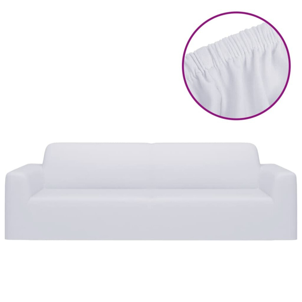 Vidaxl 3-Seater Stretch Couch Slipcover Polyester Jersey Couch Cover White