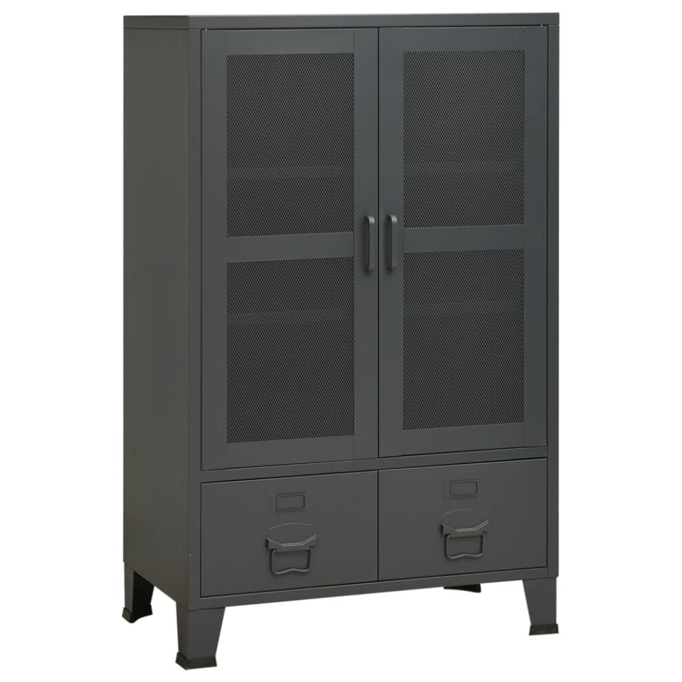 Vidaxl Industrial Storage Chest Anthracite Metal Sideboard Cabinet Storage Box