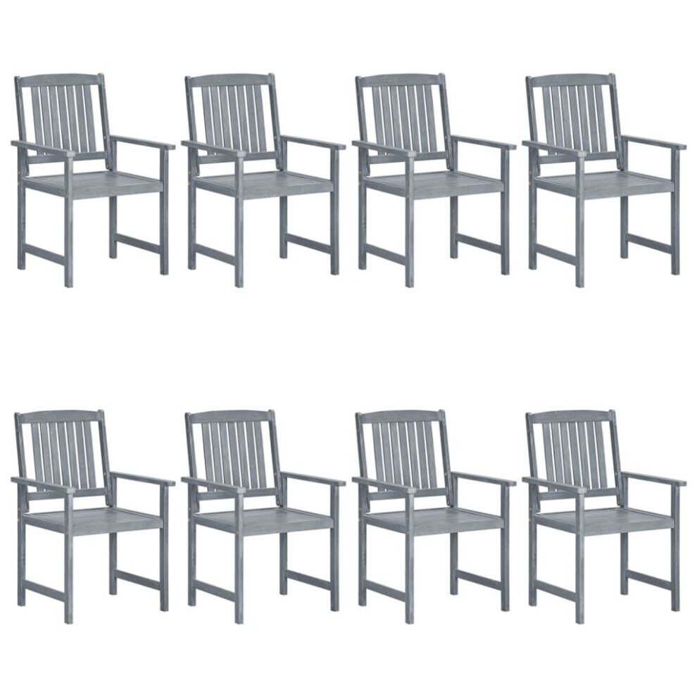 vidaXL 8x Solid Acacia Wood Garden Chairs Grey Outdoor Seating Backyard Patio