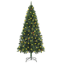vidaXL Artificial Pre-lit Christmas Tree with Pine Cones Artificial Tree Green
