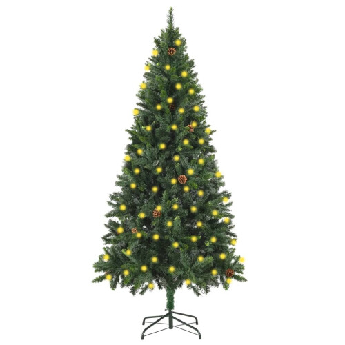 VidaXL vidaXL Artificial Pre-lit Christmas Tree with Pine Cones Artificial Tree Green