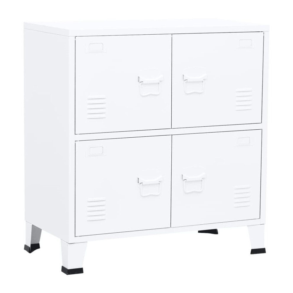 New Vidaxl Industrial Storage Chest 75X40x80 Cm Steel Sideboard Cabinet White 339626