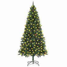 vidaXL Artificial Pre-lit Christmas Tree with Pine Cones Artificial Tree Green
