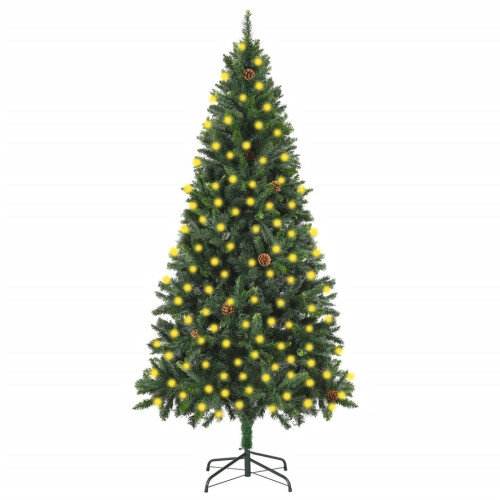 VidaXL vidaXL Artificial Pre-lit Christmas Tree with Pine Cones Artificial Tree Green