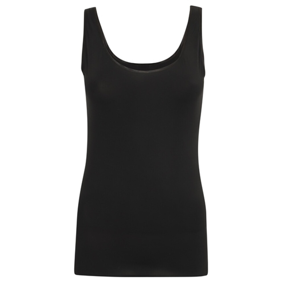 (Black, UK 14) Slenderella Gaspe Microfibre Anti Static Contouring Tank Top Vest