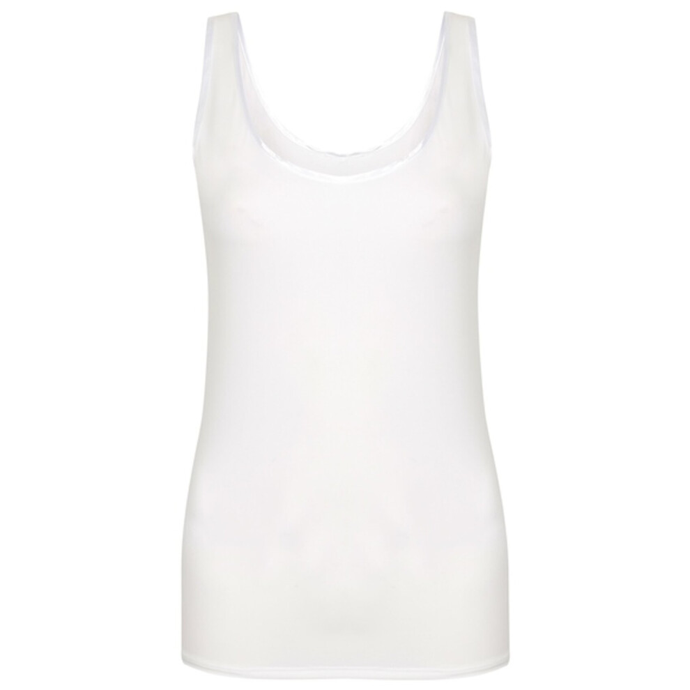 (White, UK 16) Slenderella Gaspe Microfibre Anti Static Contouring Tank Top Vest