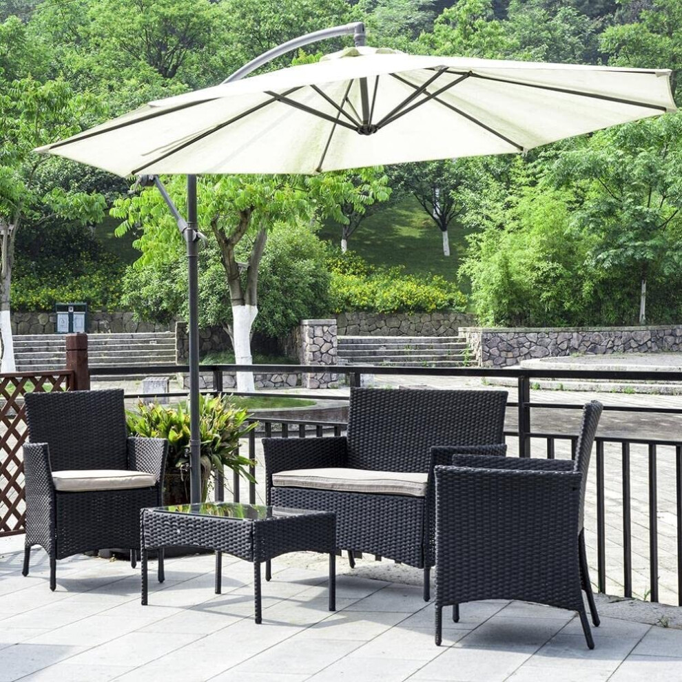 (Black) 4 SEATER RATTAN GARDEN FURNITURE SET WITH TABLE