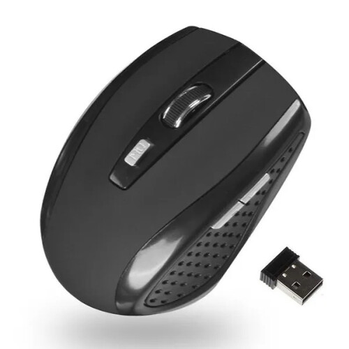 (Black) 2.4G Wireless Mouse Optical 6 Buttons 1200DPI Mice
