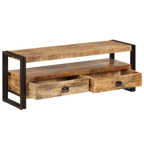 VidaXL vidaXL Solid Mango Wood TV Cabinet HiFi Lowboard Stand Entertainment Centre 2