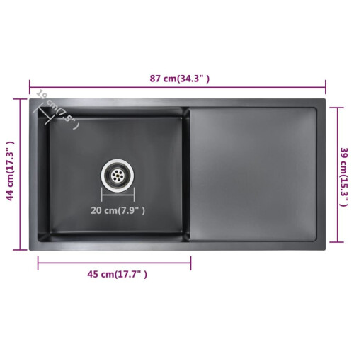 VidaXL vidaXL Handmade Kitchen Sink Black Stainless Steel Under-mount Kitchen Basin 1