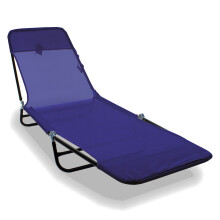 Garden Reclining Action Sun Lounger Blue Go Flat Lounger Folding Chair