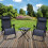 3PC Grey Sun Lounger Set Garden Folding Single Chair 1