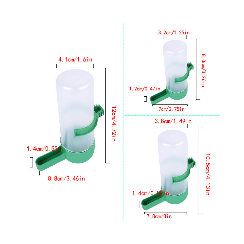 (M) 2x Pet Drinker Food Feeder Water Clip Set For Cage Bird Parrot Cockatiel Budgie