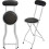 Gr8 Home Black Folding Bar Stool Breakfast High Back Chair Padded Desk Seat 1