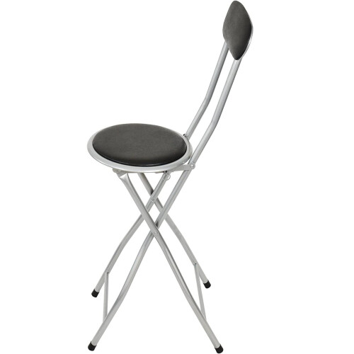 Gr8 Home Black Folding Bar Stool Breakfast High Back Chair Padded Desk Seat 1