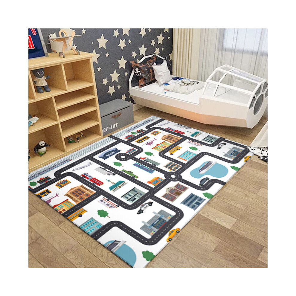 (4) 140/220Cm Children's Play Crawl Mat Road Traffic Route Map Carpet Living Room Sofa Coffee Xylfly