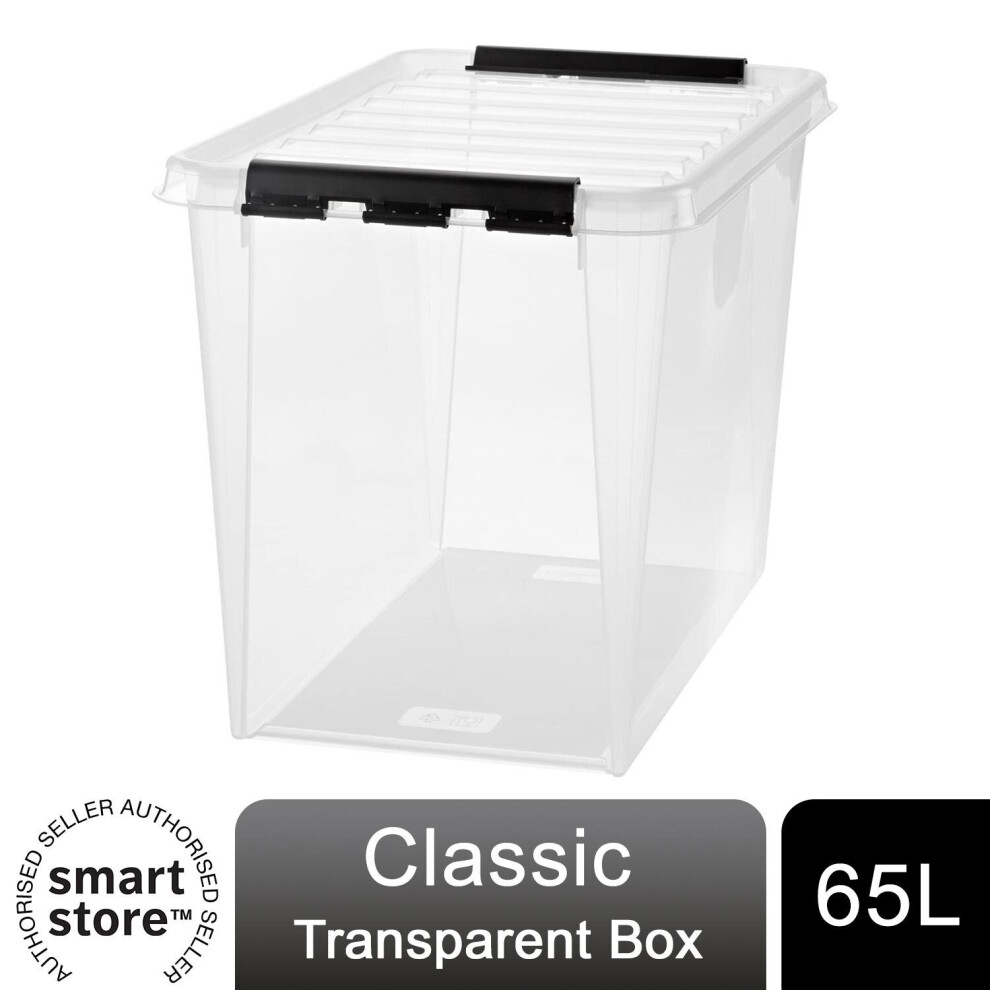 Smartstore Clear Plastic Storage Box With Clip Lock Lid 65L - Image 5
