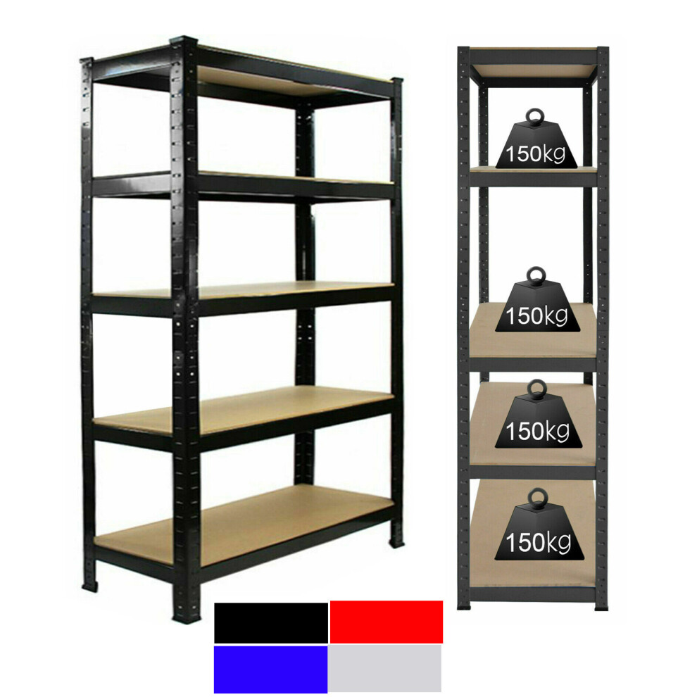 (150x70x30cm,Red) Shelving Unit for Garage Shed Storage, 5 Tier Shelf Unit, Heavy Duty Boltless Metal Racking, Free Standing Work Bench