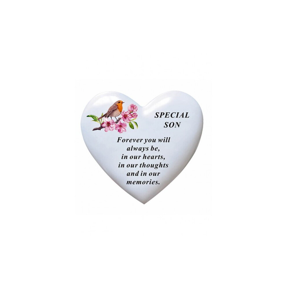 David Fischhoff Graveside Plaque Memorial Special Son Heart & Robin Ornament White