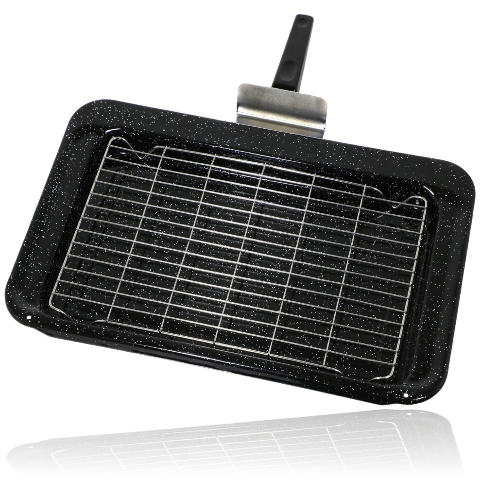 Spares2go Enamel Grill Pan Tray Rack Grid Handle For Falcon Oven Cooker 445 X 276 Mm