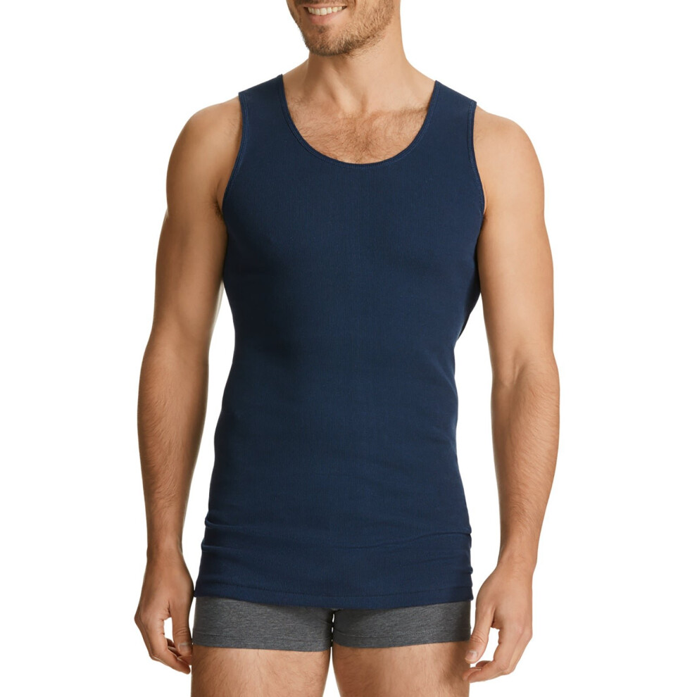 (18 - L - 100CM) Bonds The Original Chesty Cotton Plain Mens Navy Blue Singlet Vest Tank Top Tee