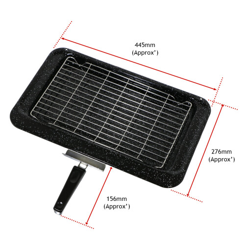 SPARES2GO Complete Grill Pan Tray Rack & Handle for Rangemaster Oven Cooker (445 x 276mm
