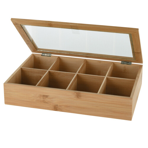 Tee-Aufbewahrungsbox mit 8 Fächern und Deckel 1