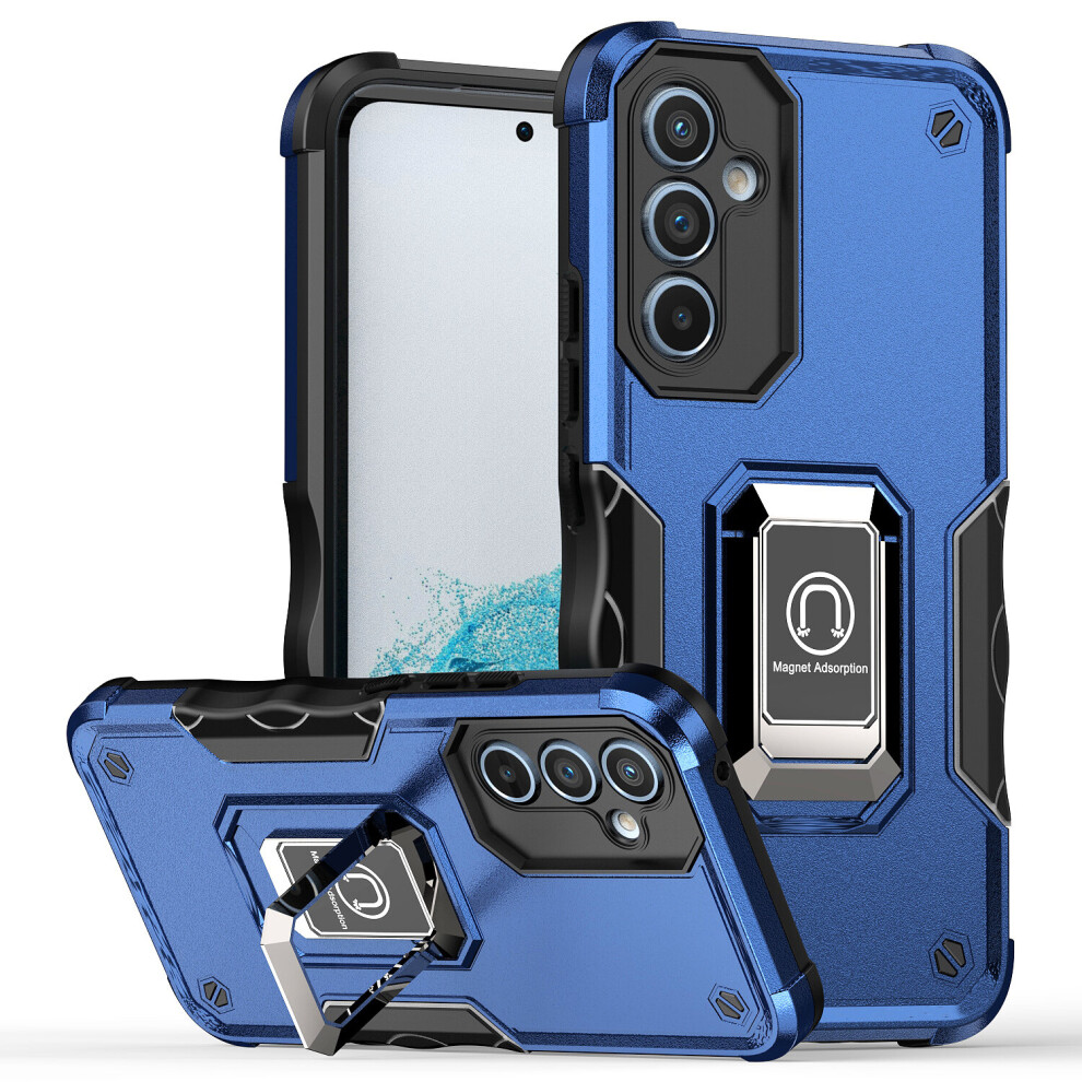 (Blue) For Samsung Galaxy A54 5G Heavy duty Magnetic Case Rugged Hybrid Kickstand Defender Cover