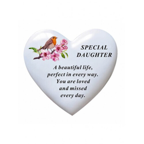Graveside Plaque Memorial Special Daughter Heart & Robin Ornament on OnBuy