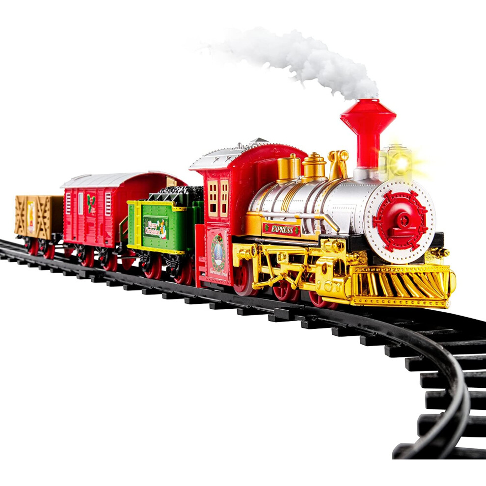 Deluxe 14pc Christmas Train Set with Realistic Sound and Lights