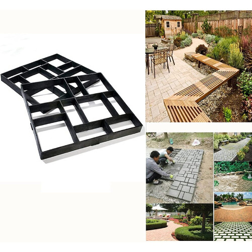 (Square (60x50cm)) Garden Paving Concrete Mould: Plastic Walk Maker Reusable Concrete Path Maker Molds 2