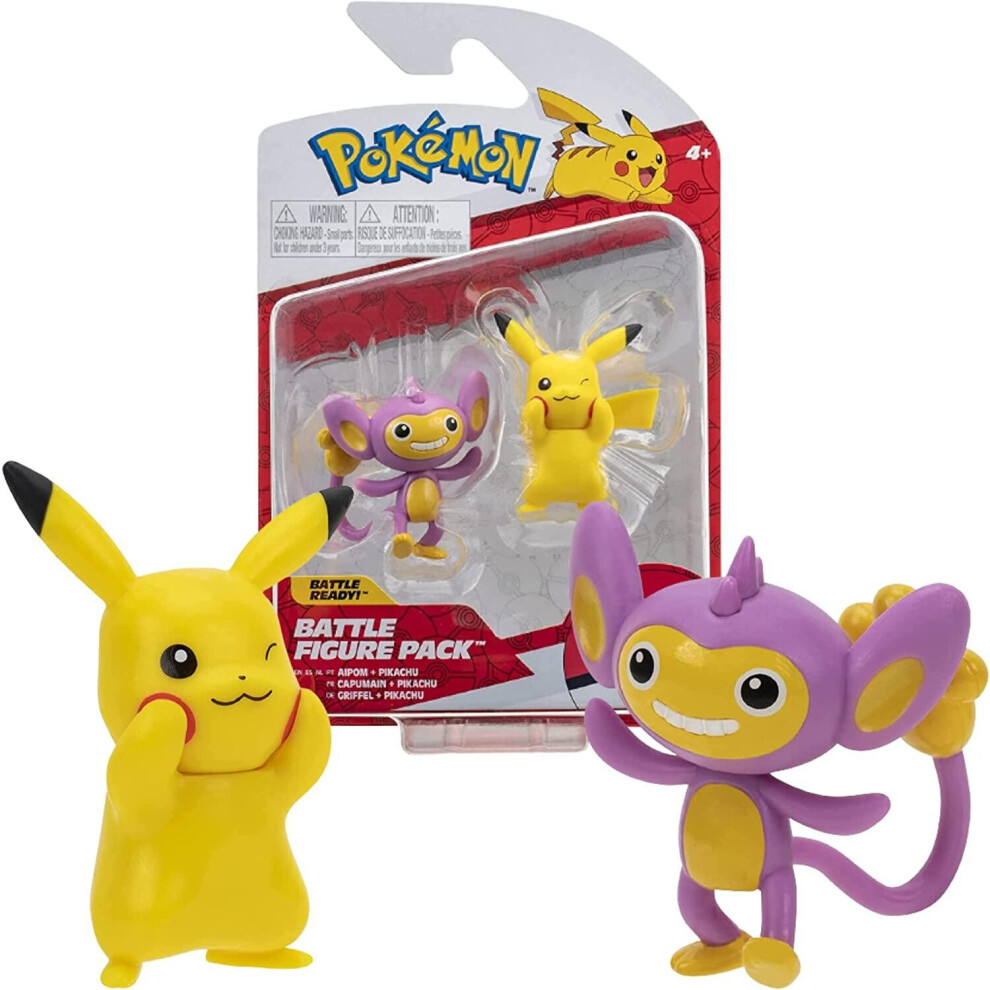 PokÃ©mon Battle Figure 2 Pack Features 2-Inch Pikachu And Aipom