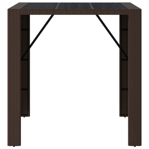 VidaXL vidaXL Bartisch mit Glasplatte Braun 105x80x110 cm Poly Rattan 2
