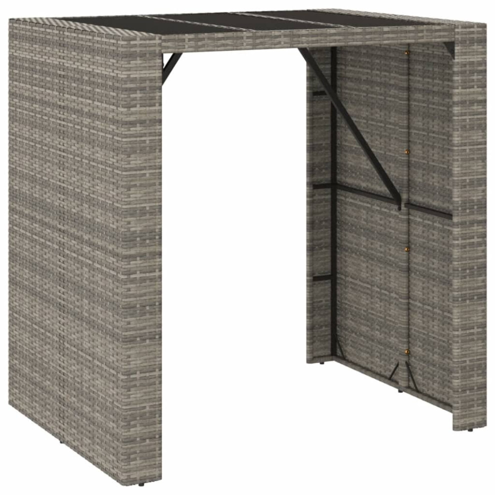 Vidaxl (Grey, 105 X 80 X 110 Cm) Bar Table Bistro Table Kitchen Pub Table With Glass Top Poly Rattan