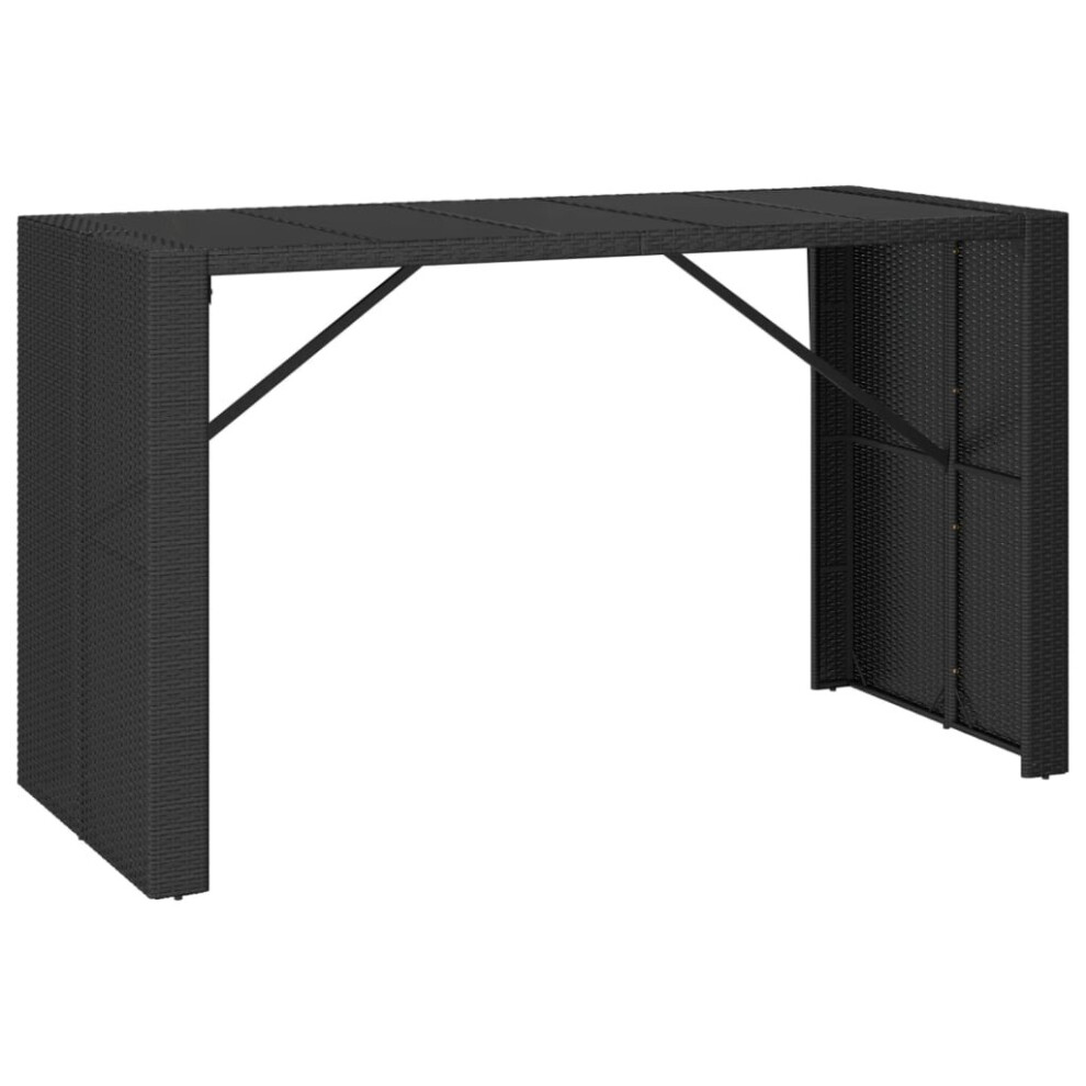 Vidaxl (Black, 185 X 80 X 110 Cm) Bar Table Bistro Table Kitchen Pub Table With Glass Top Poly Rattan