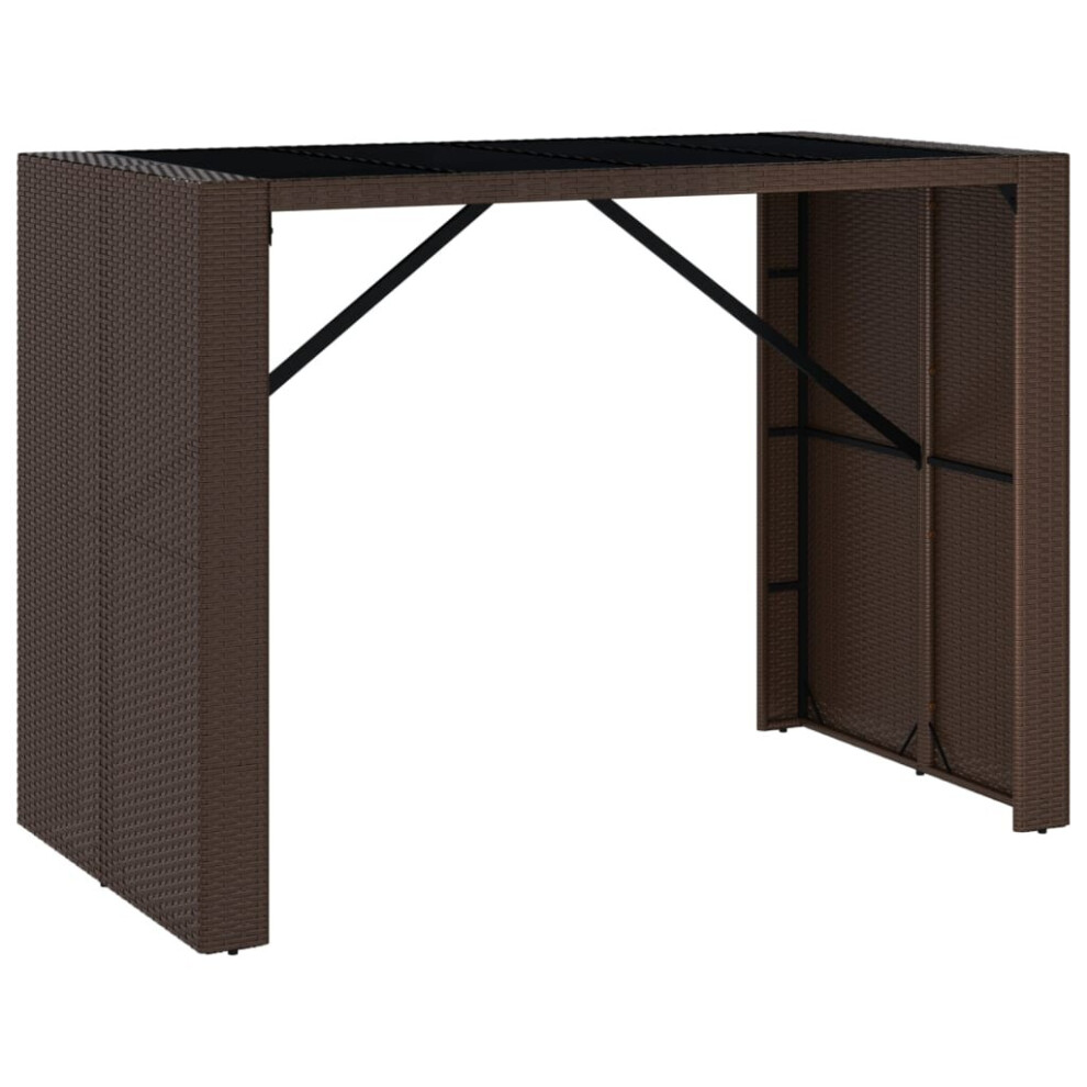 Vidaxl (Brown, 145 X 80 X 110 Cm) Bar Table Bistro Table Kitchen Pub Table With Glass Top Poly Rattan