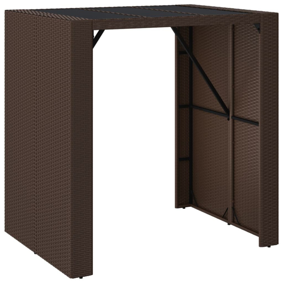 Vidaxl (Brown, 105 X 80 X 110 Cm) Bar Table Bistro Table Kitchen Pub Table With Glass Top Poly Rattan