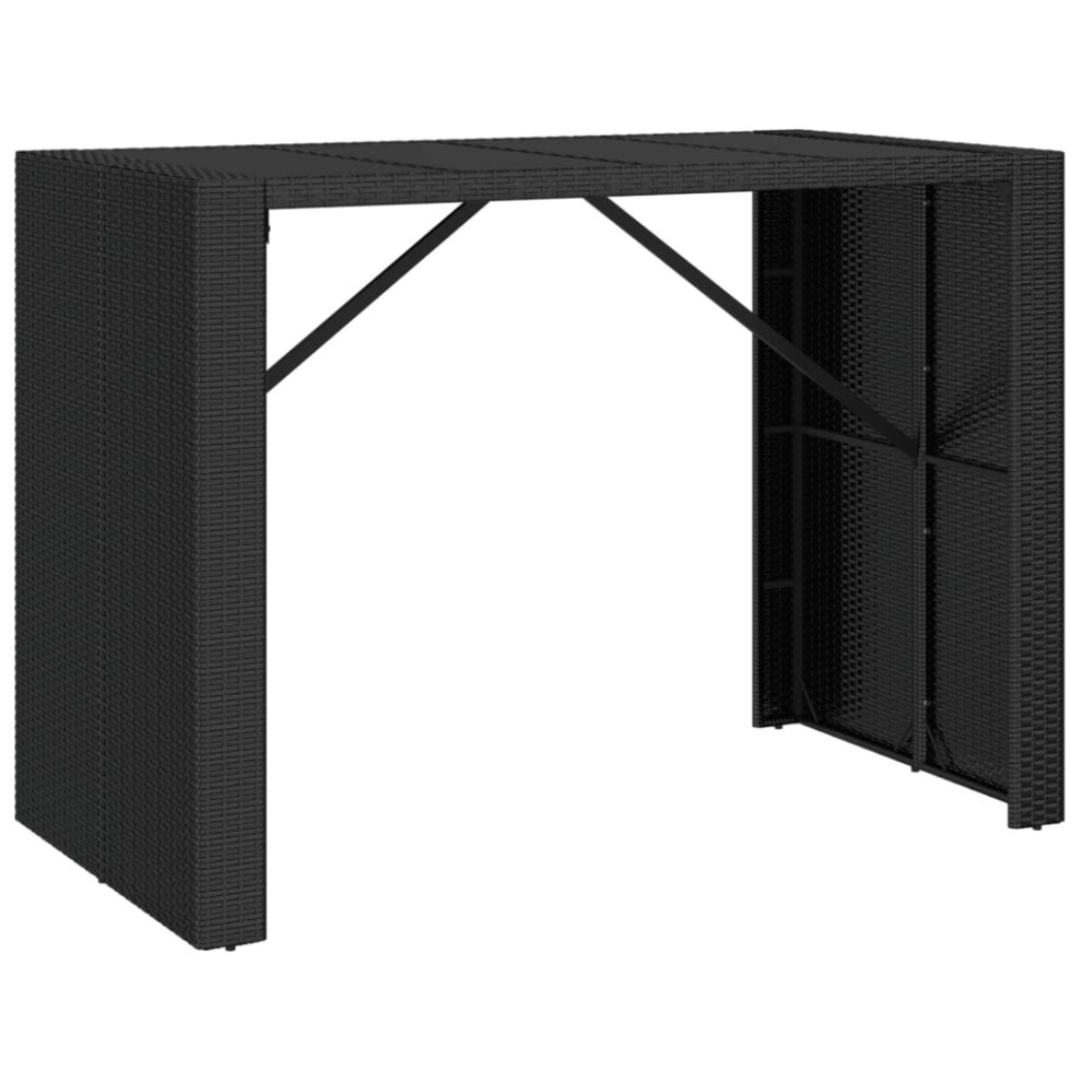 Vidaxl (Black, 145 X 80 X 110 Cm) Bar Table Bistro Table Kitchen Pub Table With Glass Top Poly Rattan