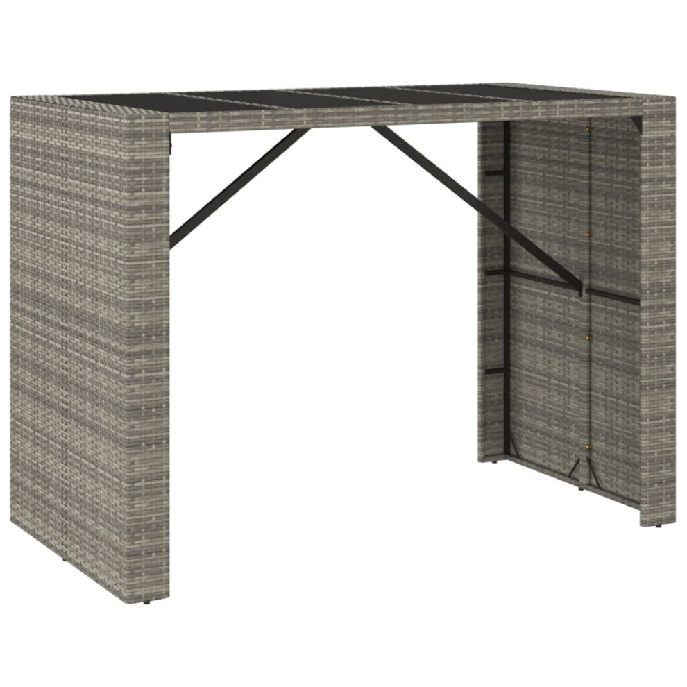 Vidaxl (Grey, 145 X 80 X 110 Cm) Bar Table Bistro Table Kitchen Pub Table With Glass Top Poly Rattan