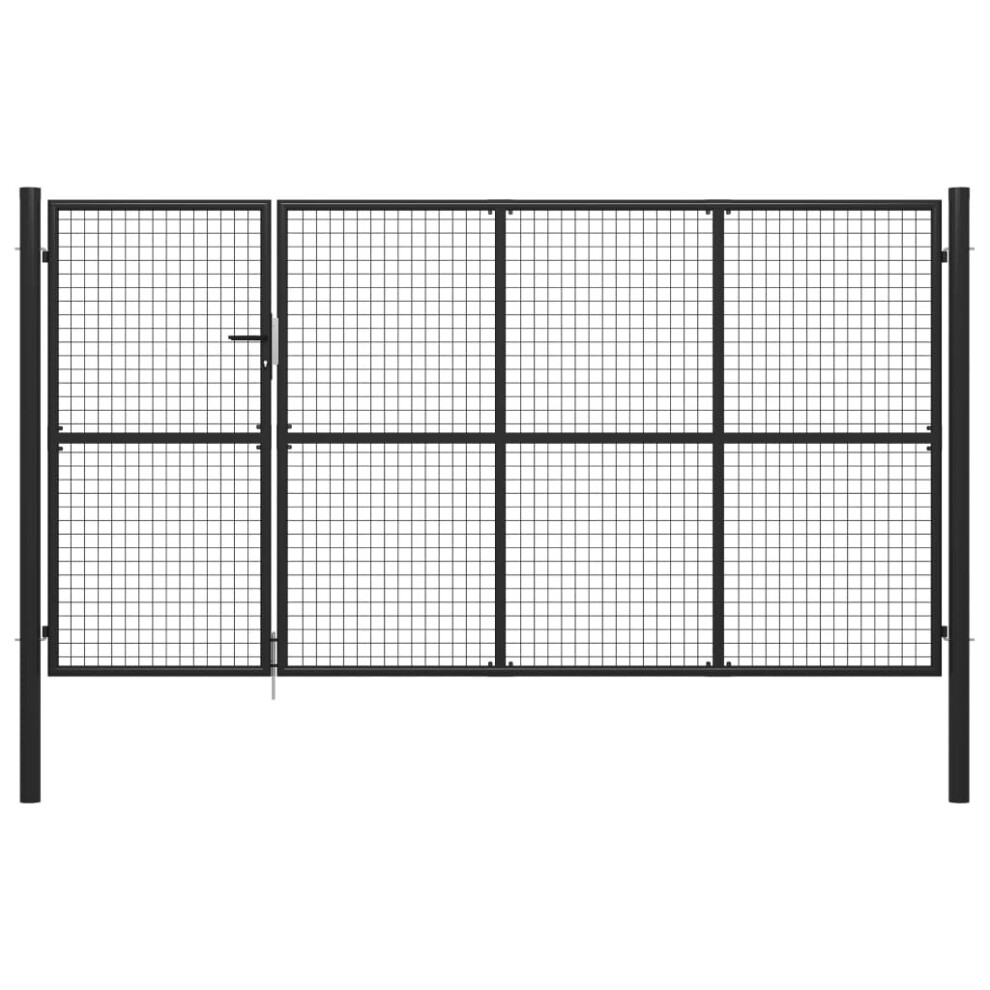 (anthracite, 350 x 150 cm) vidaXL Garden Gate Lawn Fence Door Mesh Patio Outdoor Gate Galvanised Steel