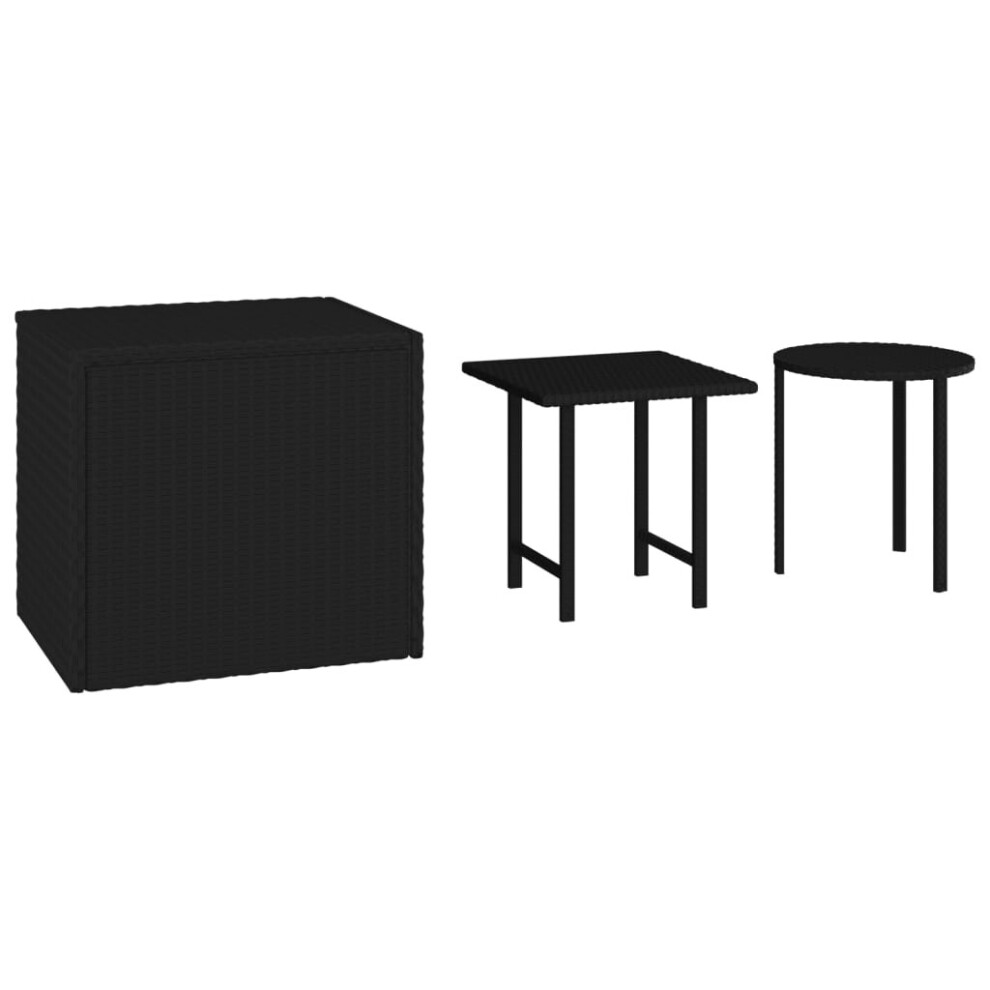 (black) vidaXL Side Tables End Table Side Sofa Couch Coffee Table 3 pcs Poly Rattan